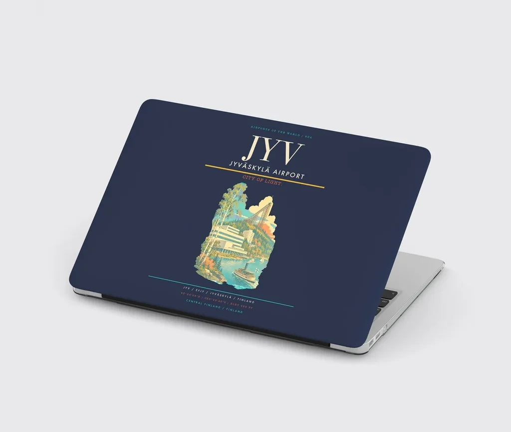Jyväskylä Airport (JYV) design on navy blue MacBook case