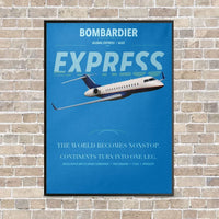 Thumbnail for Bombardier Global Express vertical canvas print - framed - turquoise background