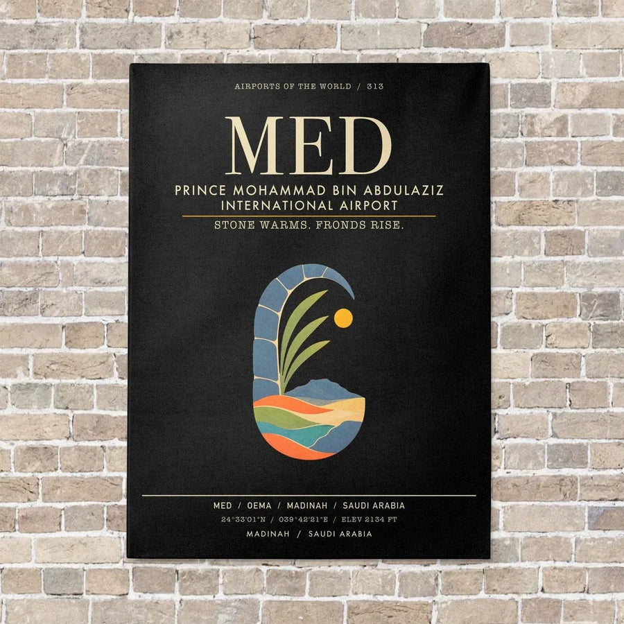 Prince Mohammad Bin Abdulaziz International Airport MED - Canvas Framed - Black