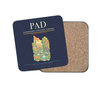 Thumbnail for Paderborn Lippstadt Airport (PAD) design on navy blue 1 piece coaster