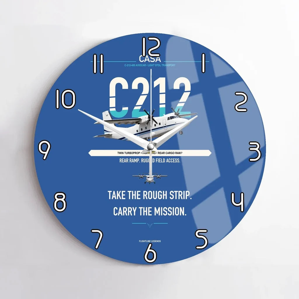 CASA C-212-400 Aviocar design on blue no frame wall clock