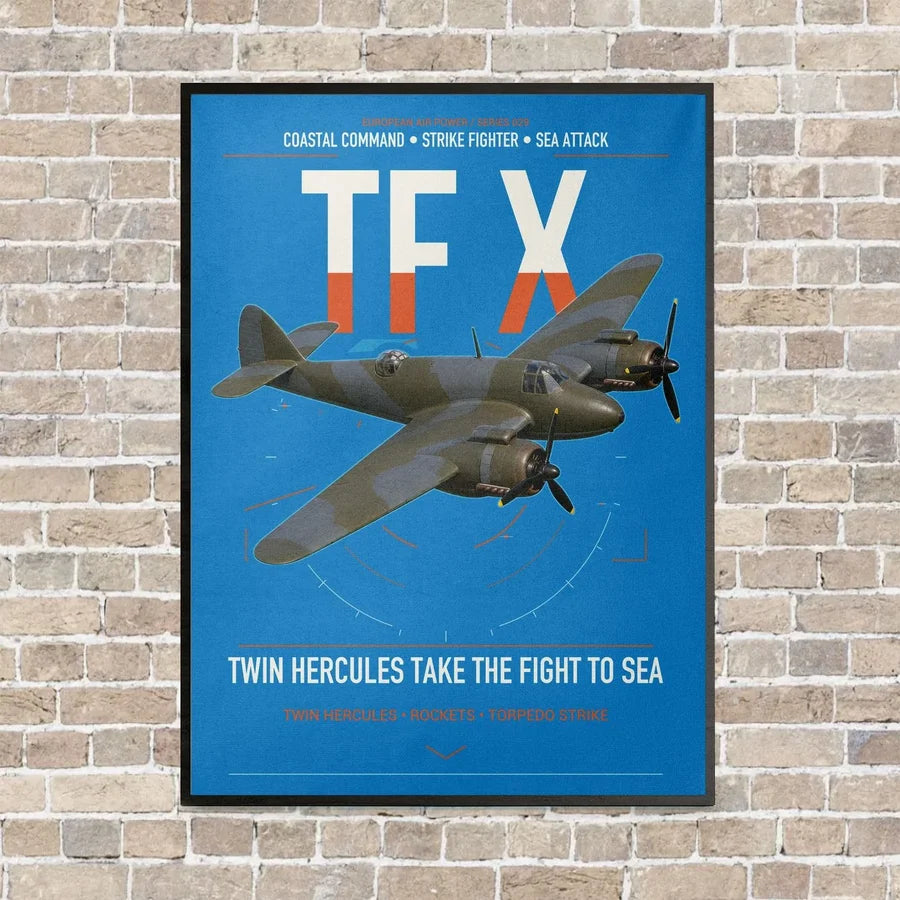 Bristol Beaufighter TF X vertical canvas print - framed - turquoise background