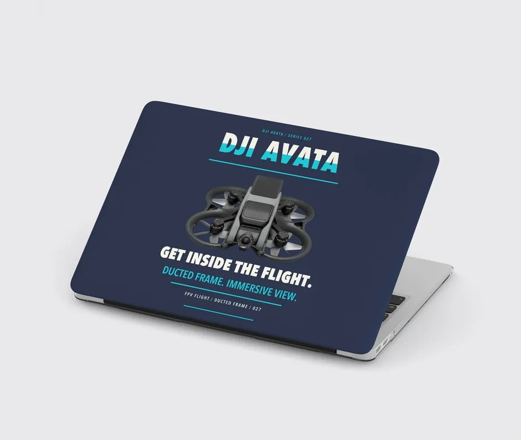 DJI Avata design on navy blue MacBook case