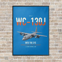 Thumbnail for WC-130J Hurricane Hunter vertical canvas print - framed - turquoise background