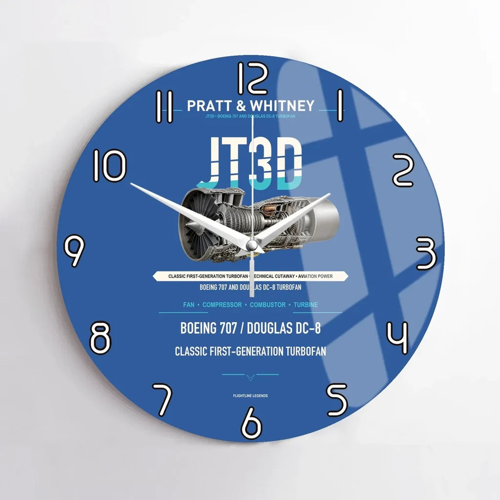 JT3D design on blue no frame wall clock