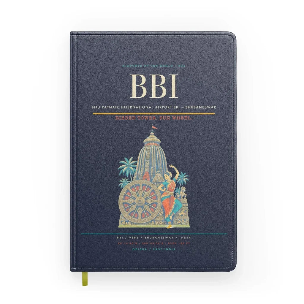 Biju Patnaik International Airport (BBI) design on navy blue notebook