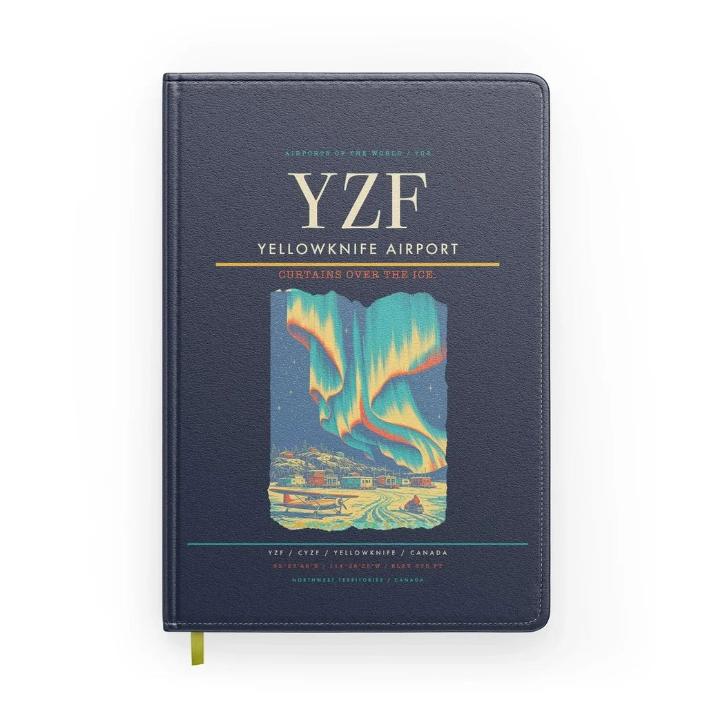 Yellowknife Airport (YZF) design on navy blue notebook