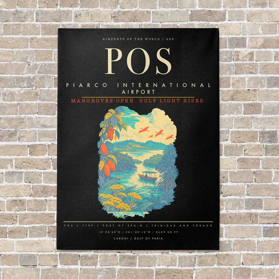 Piarco International Airport POS - Canvas Framed - Black