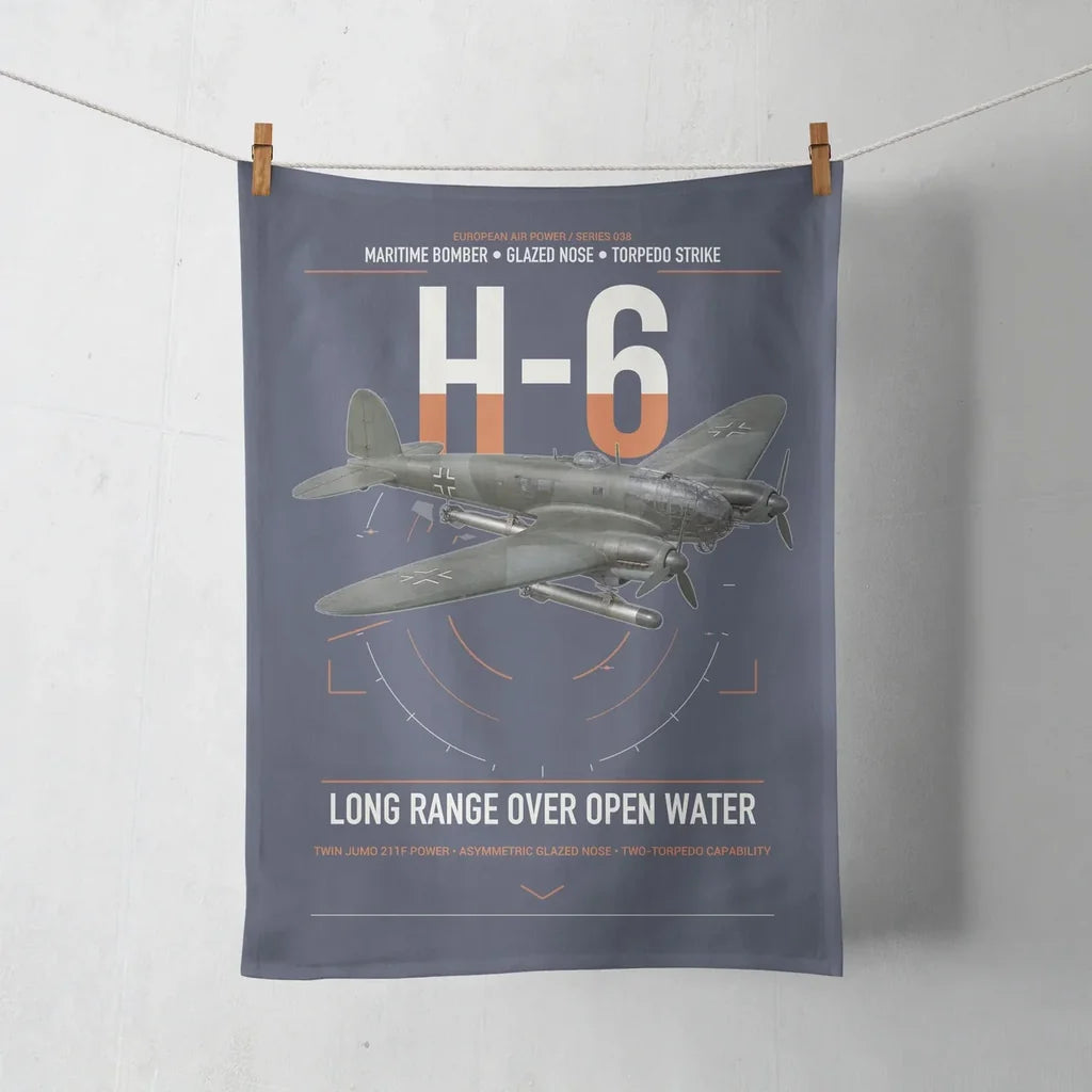 Heinkel He 111H-6 design on navy blue towel