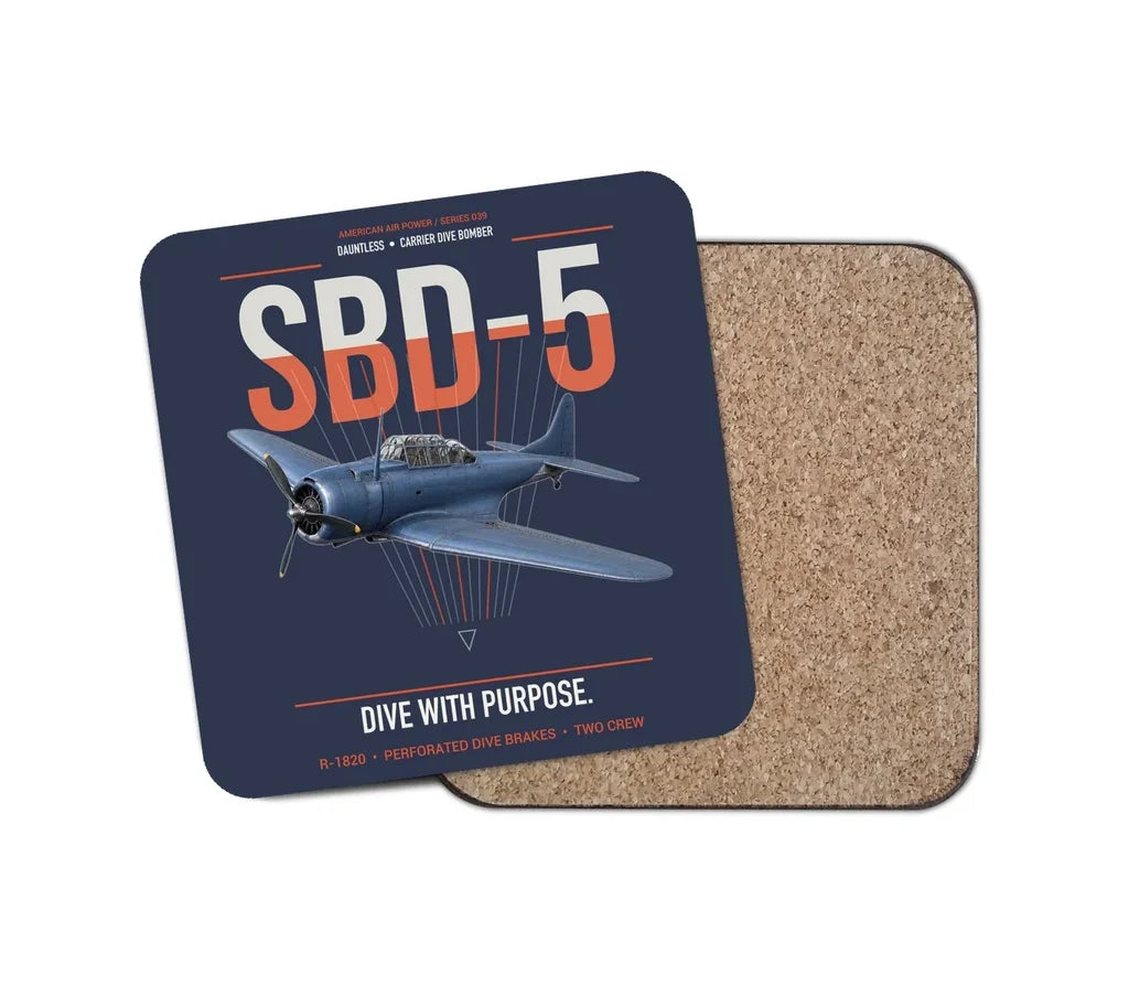 SBD-5 Dauntless design on navy blue 1 piece coaster