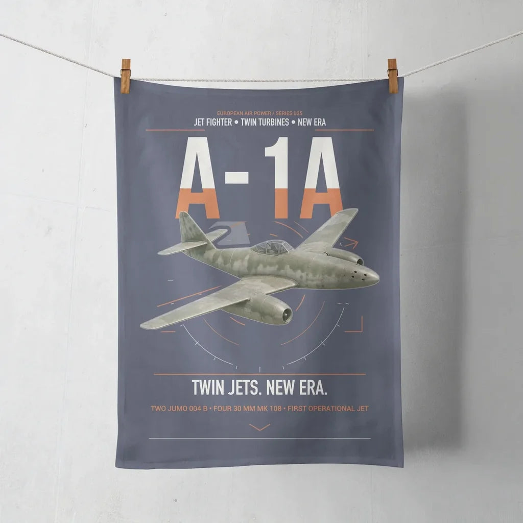 Messerschmitt Me 262A-1a design on navy blue towel
