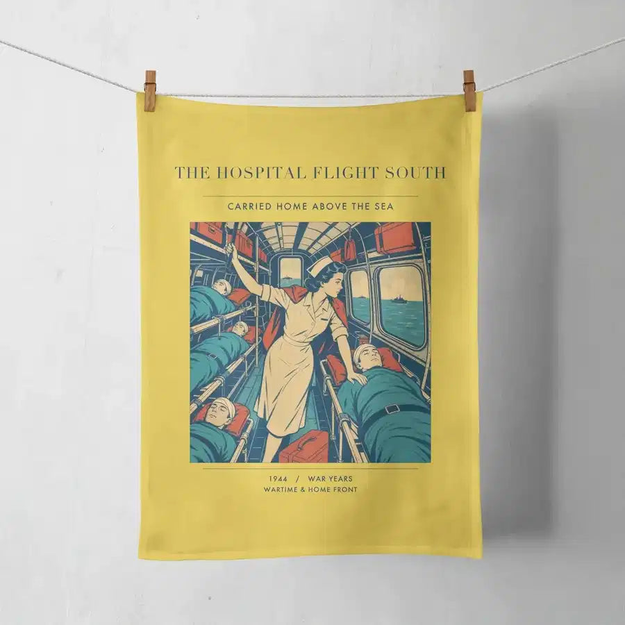 VINTAGE G4515 - The Hospital Flight South - Designed Towels design on yellow