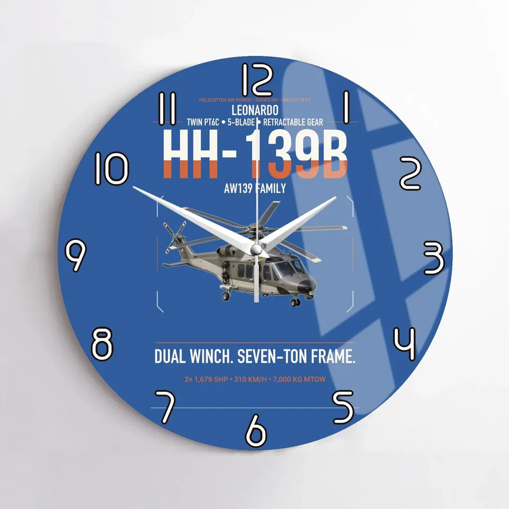Leonardo HH-139B design on blue no frame wall clock
