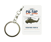 Thumbnail for Sikorsky CH-34C Choctaw design on white designed key chain, double-side print