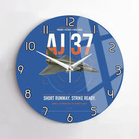 Thumbnail for Saab AJ 37 Viggen design on blue no frame wall clock