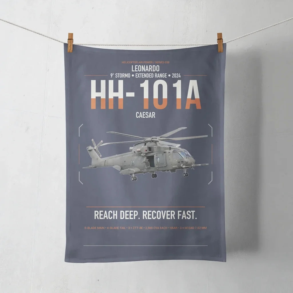 Leonardo HH-101A Caesar design on navy blue towel
