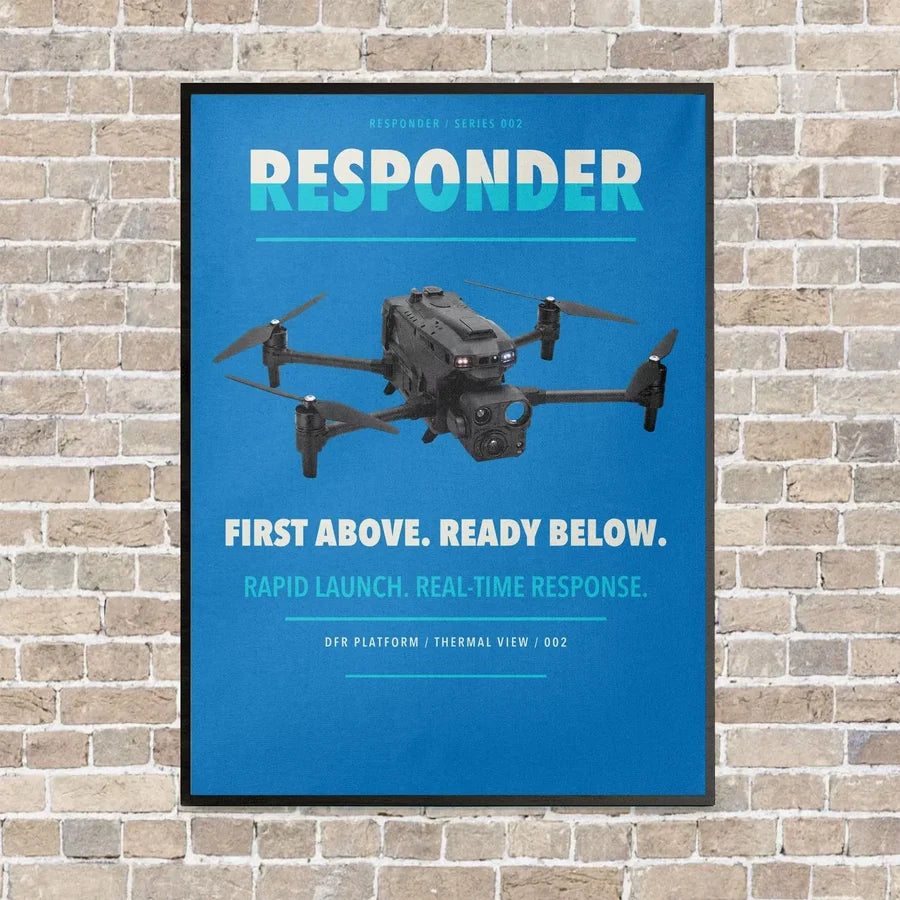 BRINC Responder vertical canvas print - framed - turquoise background