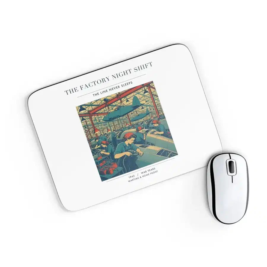 VINTAGE G4502 - The Factory Night Shift - Designed Mouse Pads design on white rectangle