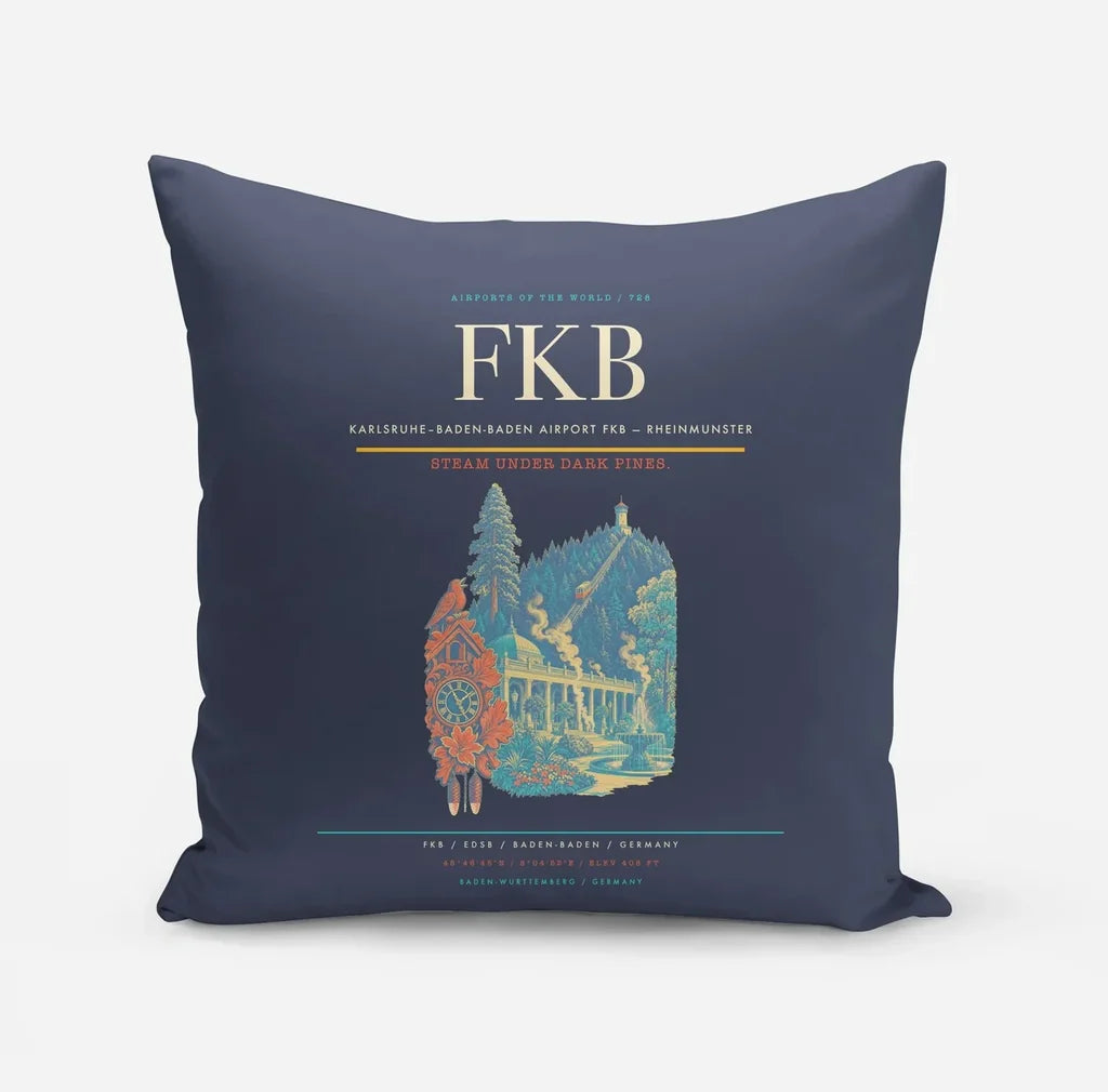 Karlsruhe–Baden-Baden Airport (FKB) design on navy blue pillow