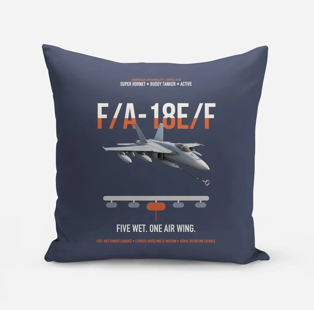 F A-18E F Buddy Tanker design on navy blue pillow