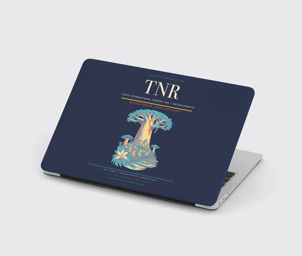 Ivato International Airport (TNR) design on navy blue MacBook case