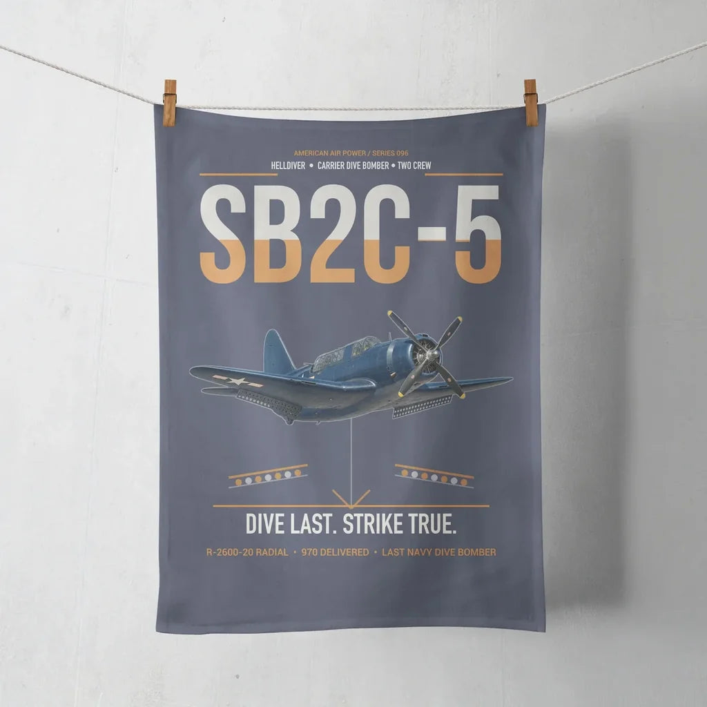 SB2C-5 Helldiver design on navy blue towel