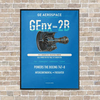 Thumbnail for GEnx-2B vertical canvas print - framed - turquoise background