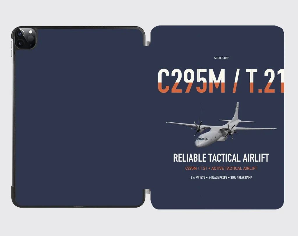 Airbus C295M T.21 design on navy blue ipad tablet case