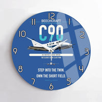 Thumbnail for Beechcraft King Air C90 design on blue no frame wall clock