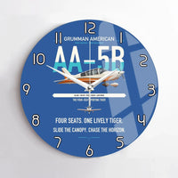 Thumbnail for Grumman American AA-5B Tiger design on blue no frame wall clock
