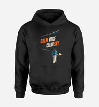 Thumbnail for SIGNAL 591 - Calm Voice Clear Sky design on black hoodie single side