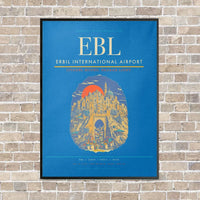 Thumbnail for Erbil International Airport EBL vertical canvas print - framed - turquoise background