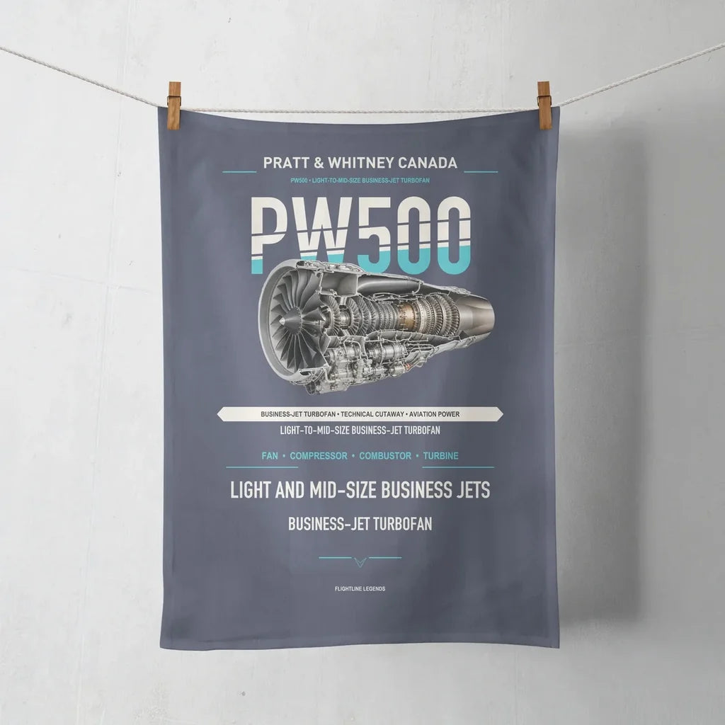 PW500 design on navy blue towel