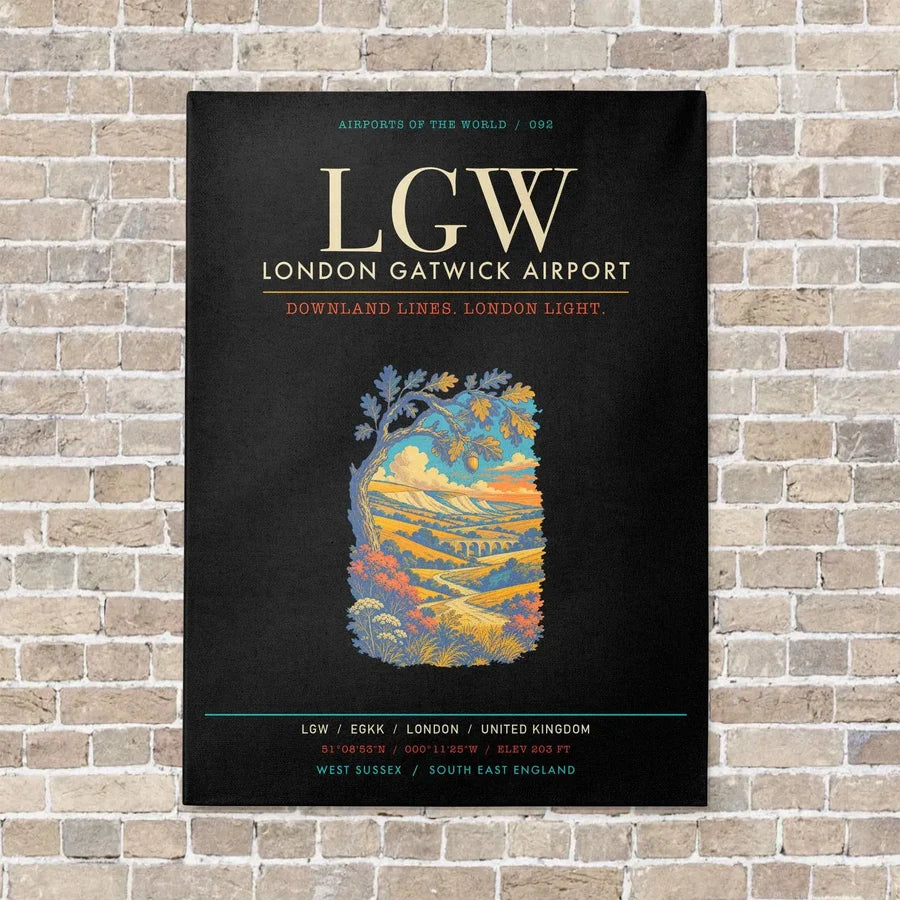 London Gatwick Airport LGW - Canvas Framed - Black