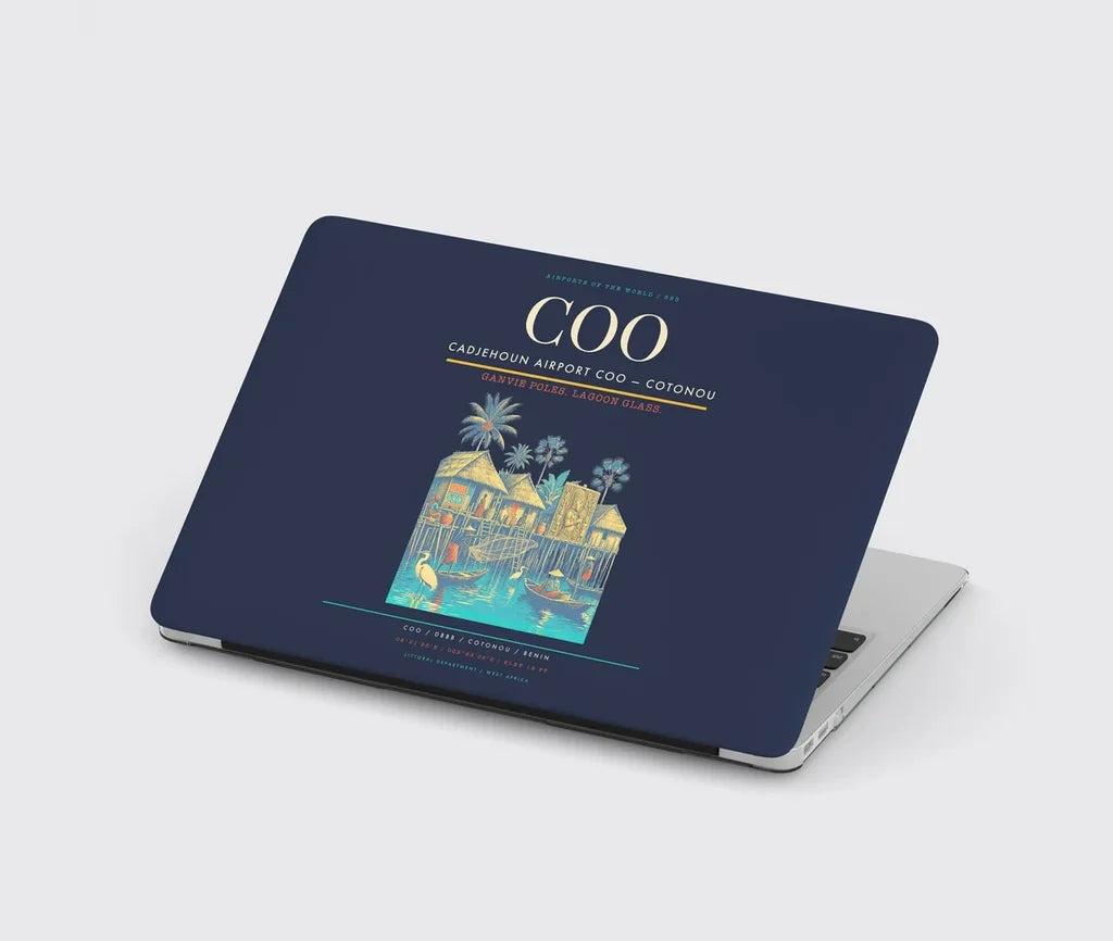 Cadjehoun Airport (COO) design on navy blue MacBook case