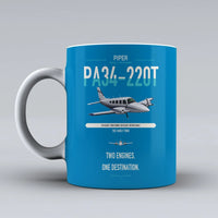Thumbnail for Piper PA-34-220T Seneca V design on turquoise ceramic mug, double-side print