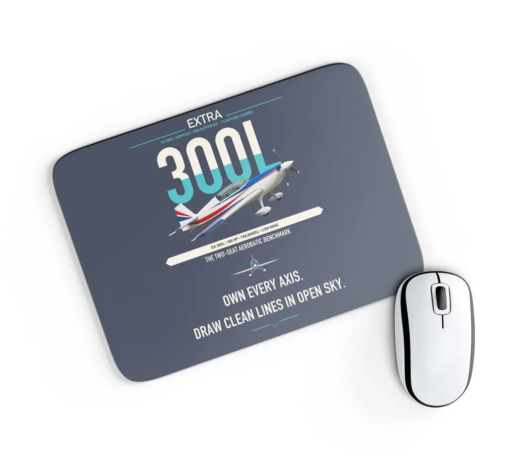 Extra 300L design on navy blue rectangle mouse pad