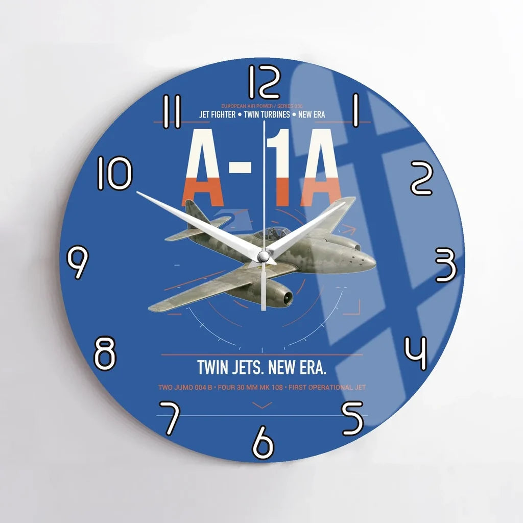 Messerschmitt Me 262A-1a design on blue no frame wall clock