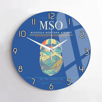 Thumbnail for Missoula Montana Airport (MSO) design on blue no frame wall clock