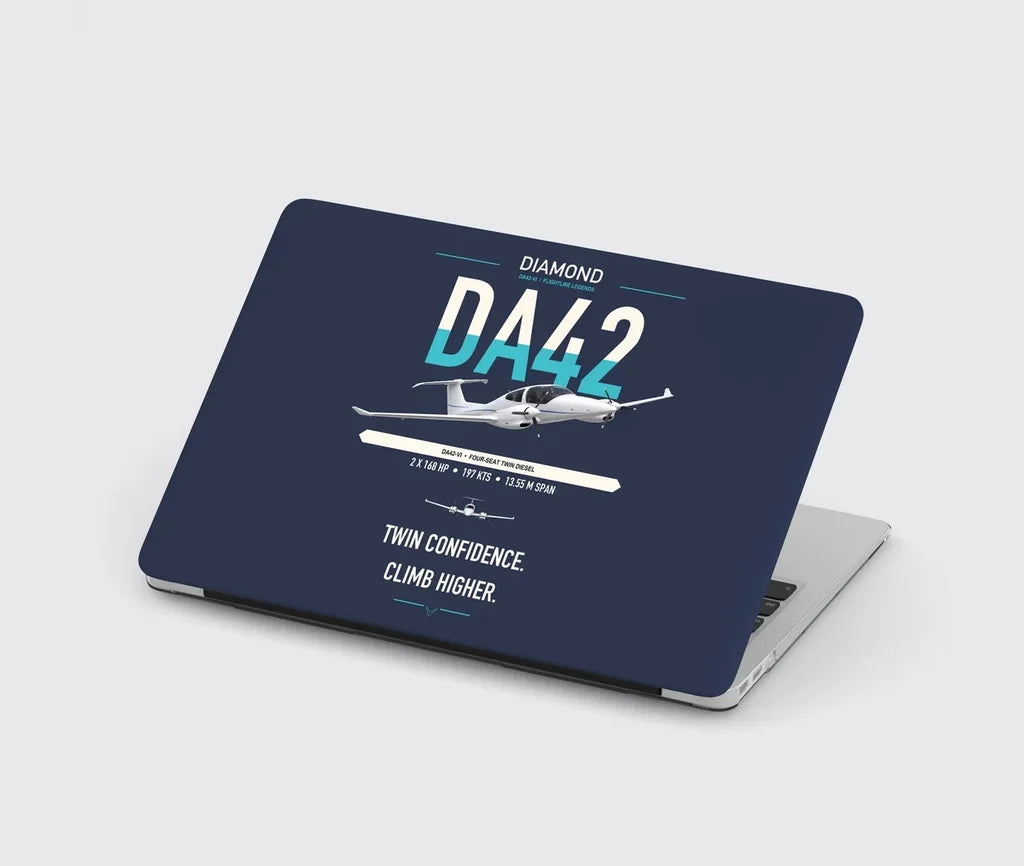 Diamond DA42-VI design on navy blue MacBook case