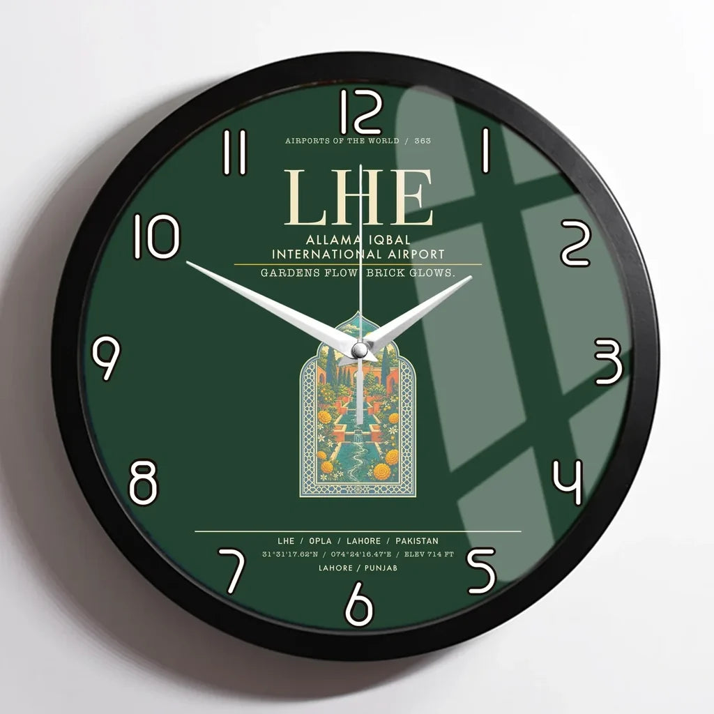 Allama Iqbal International Airport Lahore LHE Wall-Clock Framed - Dark Green