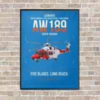 Thumbnail for Leonardo AW189 vertical canvas print - framed - turquoise background