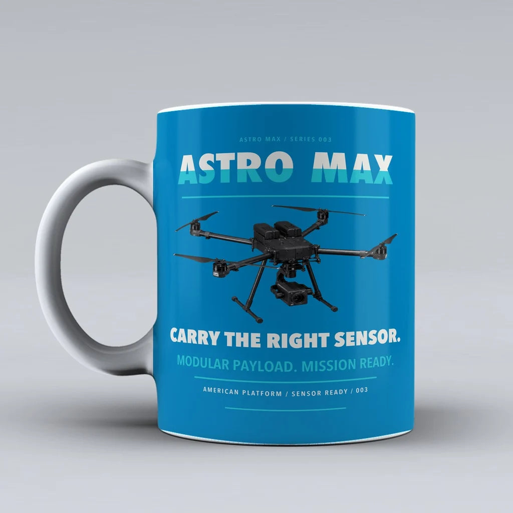 Astro Max Mug design on turquoise freefly