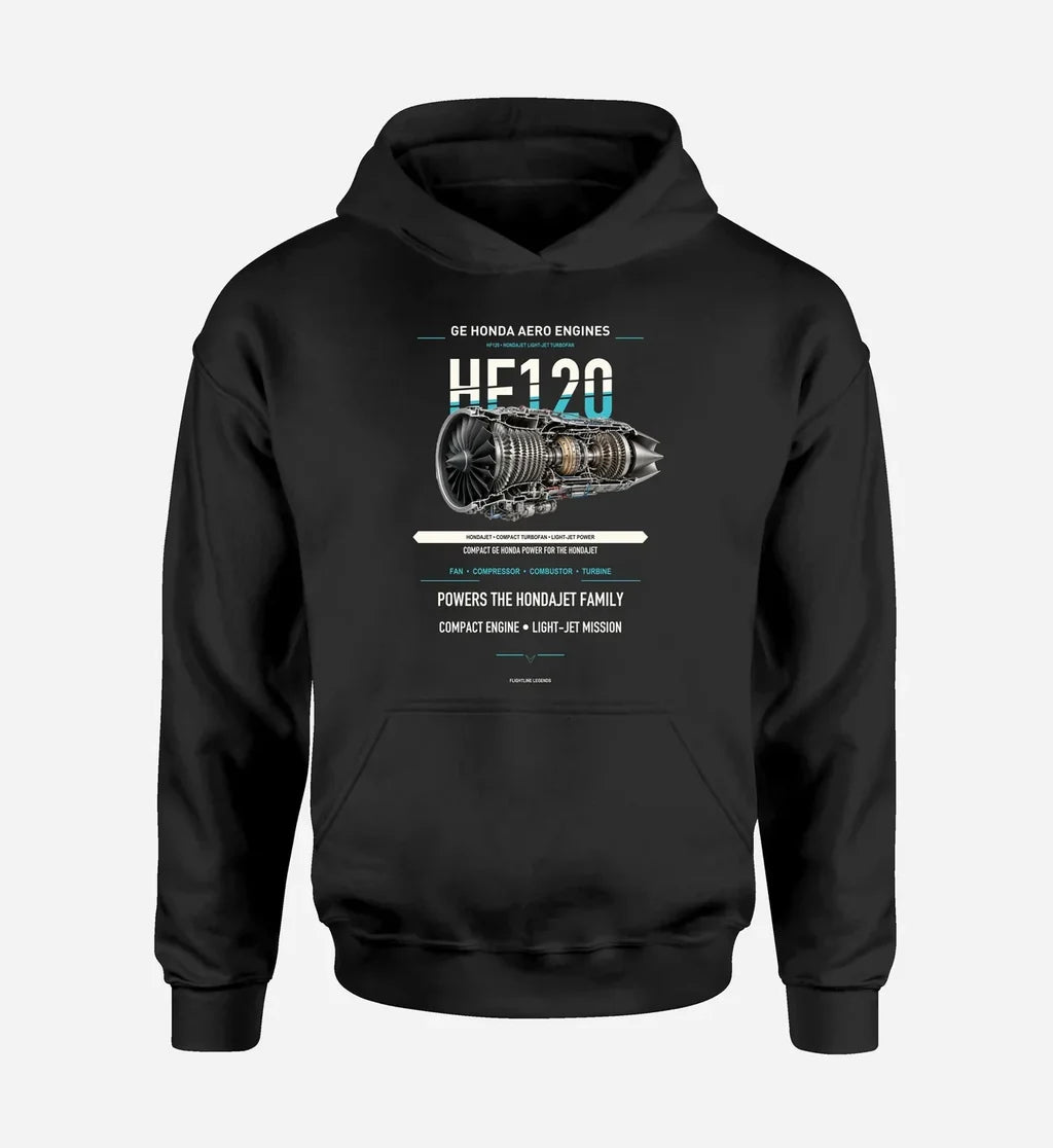 HF120 design on black hoodie single side