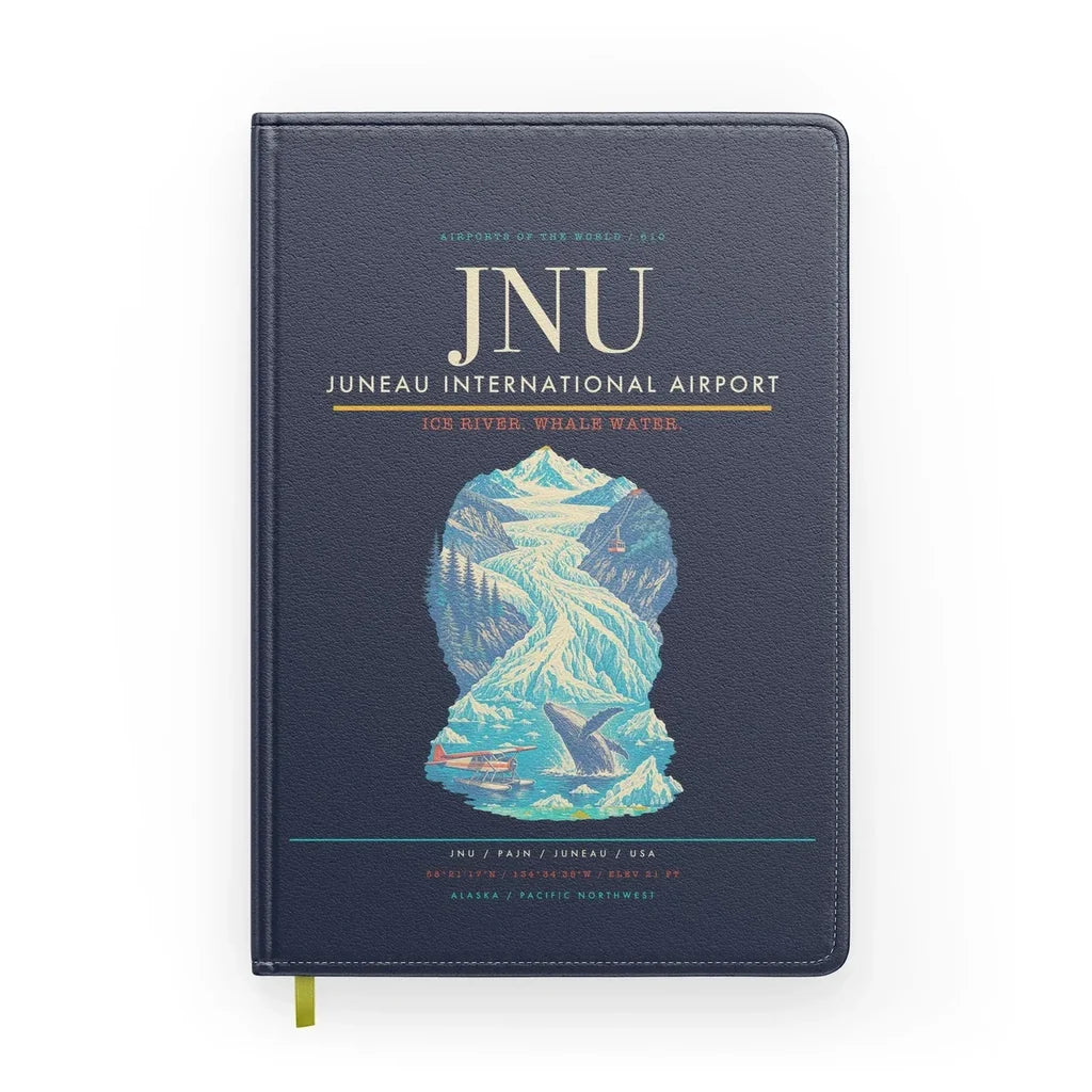 Juneau International Airport (JNU) design on navy blue notebook