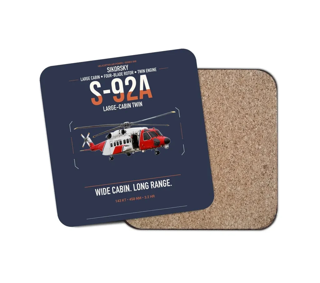 Sikorsky S-92A design on navy blue 1 piece coaster
