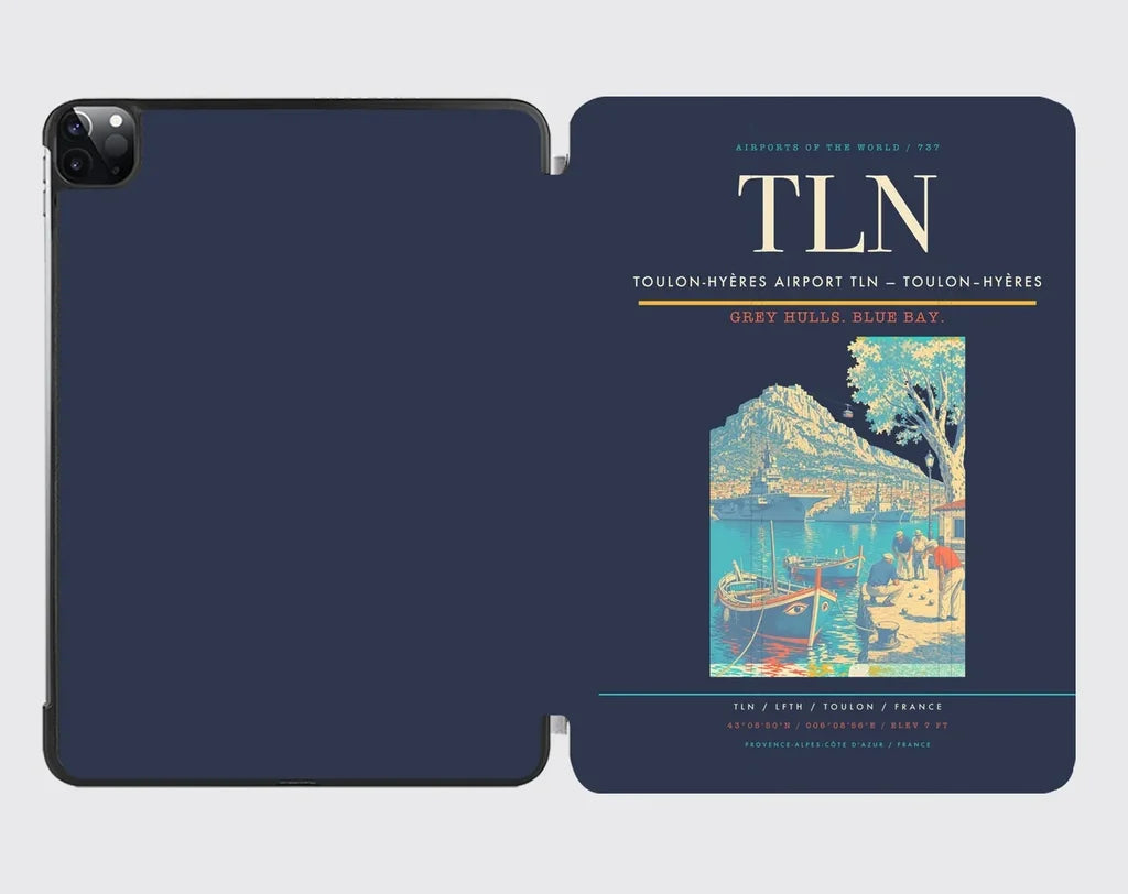 Toulon-Hyères Airport (TLN) design on navy blue ipad tablet case