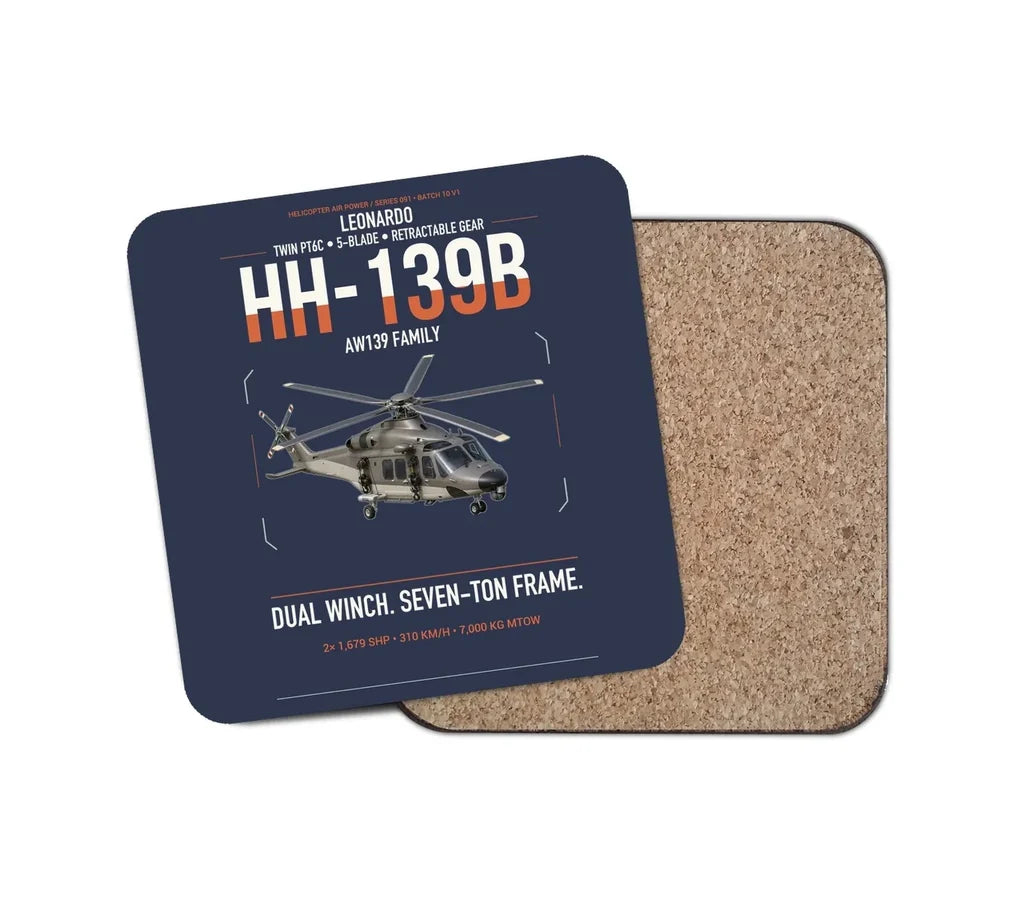 Leonardo HH-139B design on navy blue 1 piece coaster