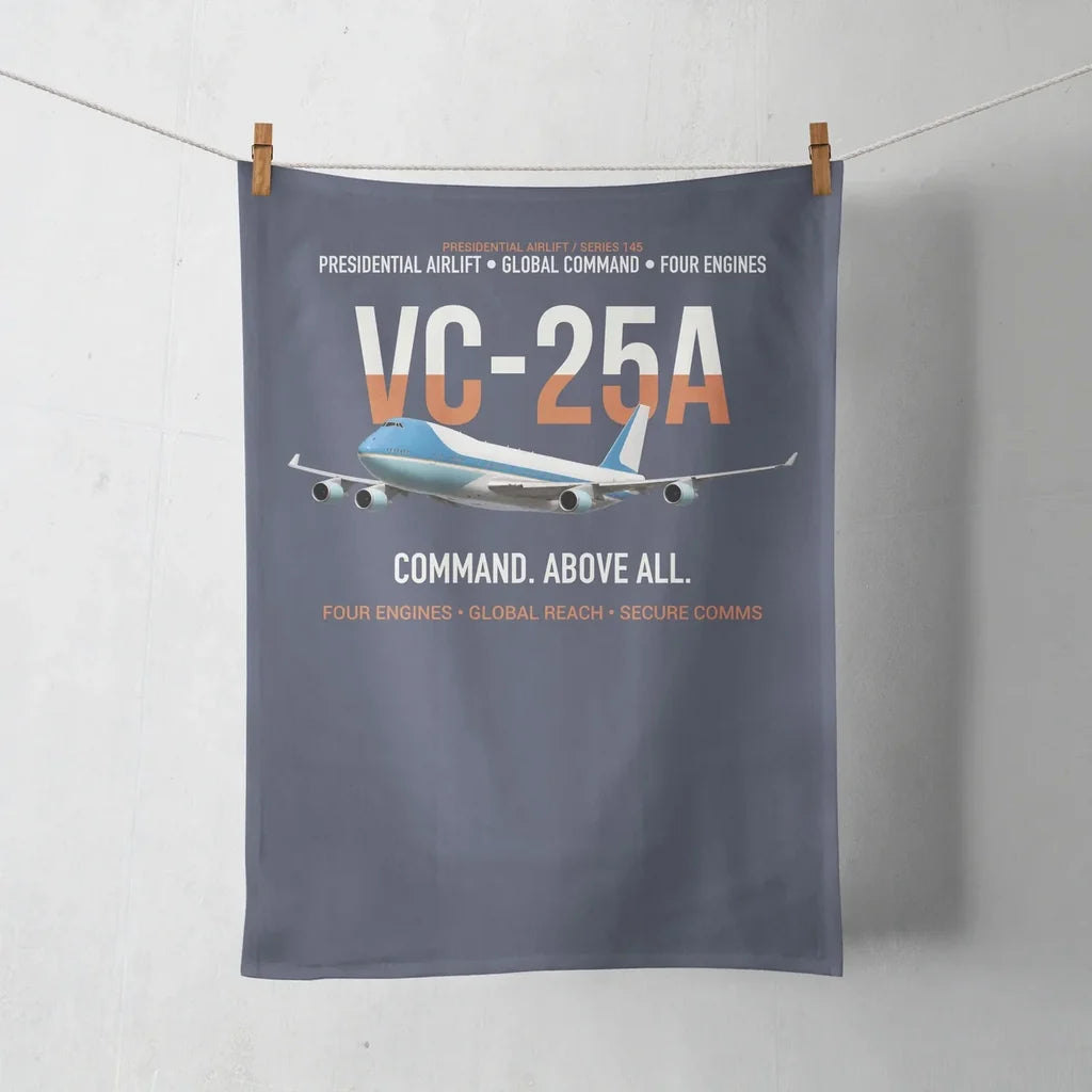VC-25A Air Force One Presidential Airlift design on navy blue towel