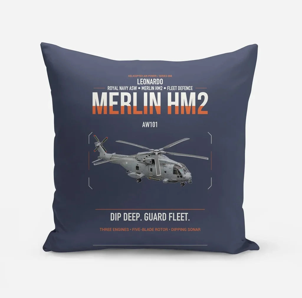 Leonardo AW101 Merlin HM2 design on navy blue pillow